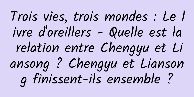 Trois vies, trois mondes : Le livre d'oreillers - Quelle est la relation entre Chengyu et Liansong ? Chengyu et Liansong finissent-ils ensemble ?