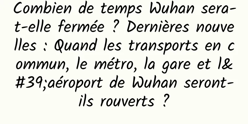 Combien de temps Wuhan sera-t-elle fermée ? Dernières nouvelles : Quand les transports en commun, le métro, la gare et l'aéroport de Wuhan seront-ils rouverts ?