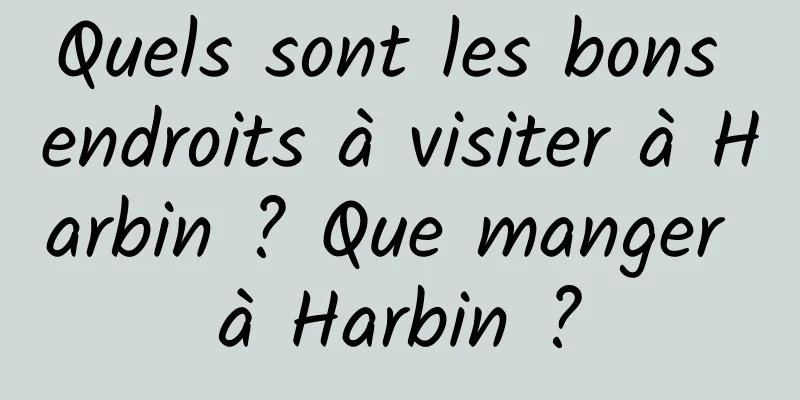 Quels sont les bons endroits à visiter à Harbin ? Que manger à Harbin ?