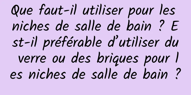 Que faut-il utiliser pour les niches de salle de bain ? Est-il préférable d’utiliser du verre ou des briques pour les niches de salle de bain ?