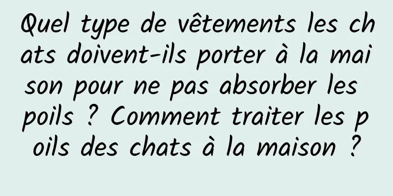 Quel type de vêtements les chats doivent-ils porter à la maison pour ne pas absorber les poils ? Comment traiter les poils des chats à la maison ?