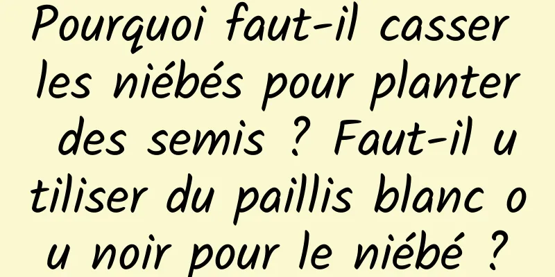 Pourquoi faut-il casser les niébés pour planter des semis ? Faut-il utiliser du paillis blanc ou noir pour le niébé ?