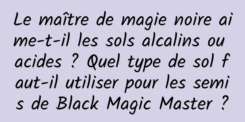 Le maître de magie noire aime-t-il les sols alcalins ou acides ? Quel type de sol faut-il utiliser pour les semis de Black Magic Master ?