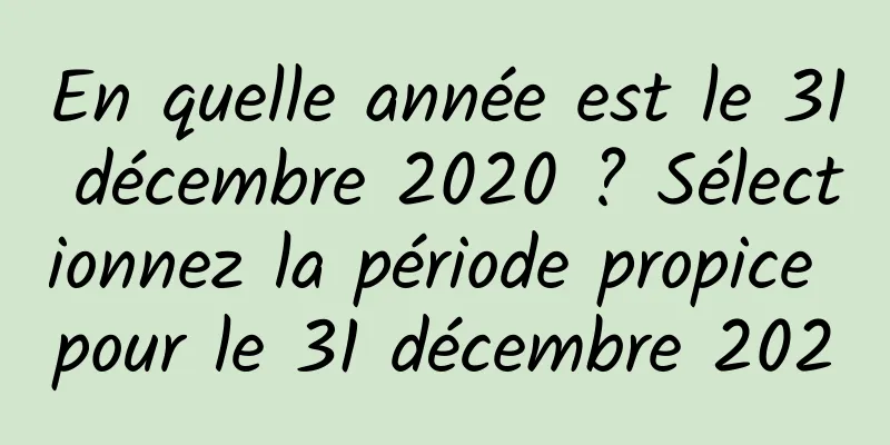 En quelle année est le 31 décembre 2020 ? Sélectionnez la période propice pour le 31 décembre 2020