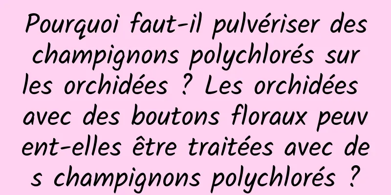 Pourquoi faut-il pulvériser des champignons polychlorés sur les orchidées ? Les orchidées avec des boutons floraux peuvent-elles être traitées avec des champignons polychlorés ?