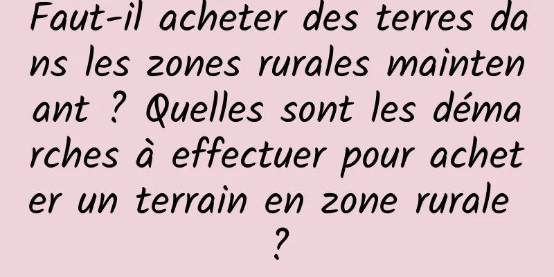 Faut-il acheter des terres dans les zones rurales maintenant ? Quelles sont les démarches à effectuer pour acheter un terrain en zone rurale ?