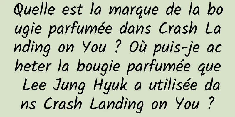 Quelle est la marque de la bougie parfumée dans Crash Landing on You ? Où puis-je acheter la bougie parfumée que Lee Jung Hyuk a utilisée dans Crash Landing on You ?