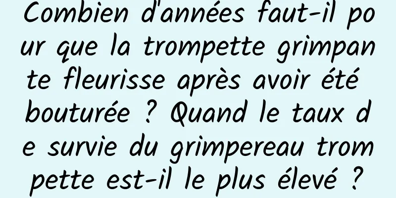 Combien d'années faut-il pour que la trompette grimpante fleurisse après avoir été bouturée ? Quand le taux de survie du grimpereau trompette est-il le plus élevé ?