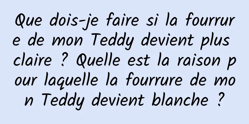 Que dois-je faire si la fourrure de mon Teddy devient plus claire ? Quelle est la raison pour laquelle la fourrure de mon Teddy devient blanche ?