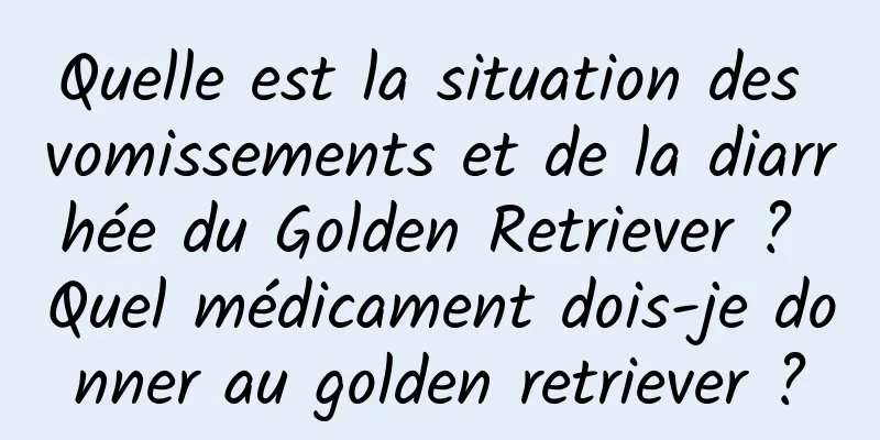 Quelle est la situation des vomissements et de la diarrhée du Golden Retriever ? Quel médicament dois-je donner au golden retriever ?