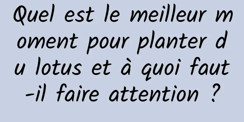 Quel est le meilleur moment pour planter du lotus et à quoi faut-il faire attention ?