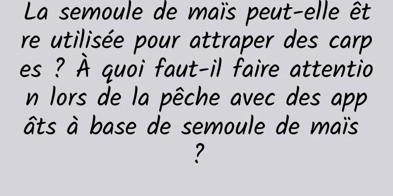 La semoule de maïs peut-elle être utilisée pour attraper des carpes ? À quoi faut-il faire attention lors de la pêche avec des appâts à base de semoule de maïs ?