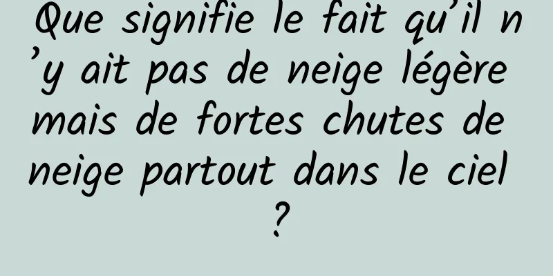 Que signifie le fait qu’il n’y ait pas de neige légère mais de fortes chutes de neige partout dans le ciel ?