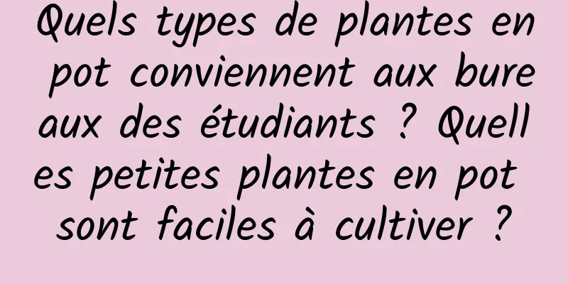 Quels types de plantes en pot conviennent aux bureaux des étudiants ? Quelles petites plantes en pot sont faciles à cultiver ?