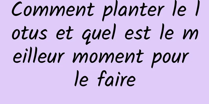 Comment planter le lotus et quel est le meilleur moment pour le faire