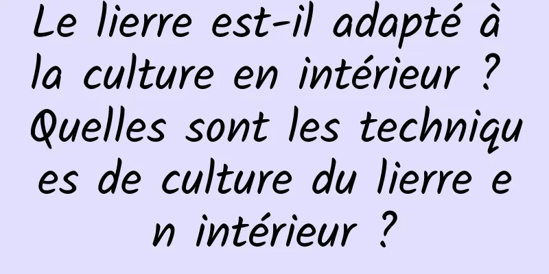 Le lierre est-il adapté à la culture en intérieur ? Quelles sont les techniques de culture du lierre en intérieur ?