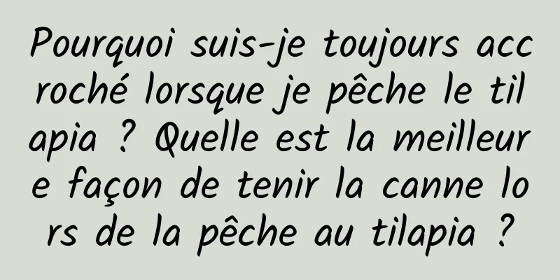 Pourquoi suis-je toujours accroché lorsque je pêche le tilapia ? Quelle est la meilleure façon de tenir la canne lors de la pêche au tilapia ?