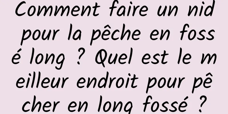 Comment faire un nid pour la pêche en fossé long ? Quel est le meilleur endroit pour pêcher en long fossé ?