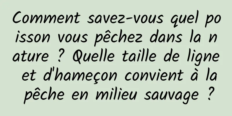 Comment savez-vous quel poisson vous pêchez dans la nature ? Quelle taille de ligne et d'hameçon convient à la pêche en milieu sauvage ?