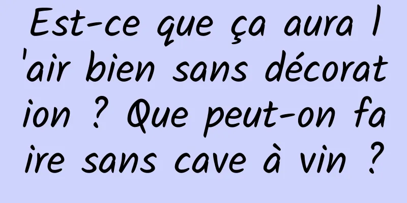 Est-ce que ça aura l'air bien sans décoration ? Que peut-on faire sans cave à vin ?