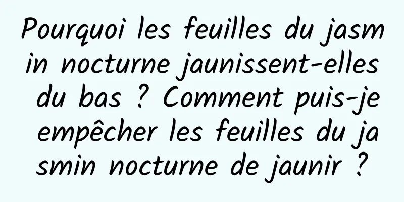 Pourquoi les feuilles du jasmin nocturne jaunissent-elles du bas ? Comment puis-je empêcher les feuilles du jasmin nocturne de jaunir ?