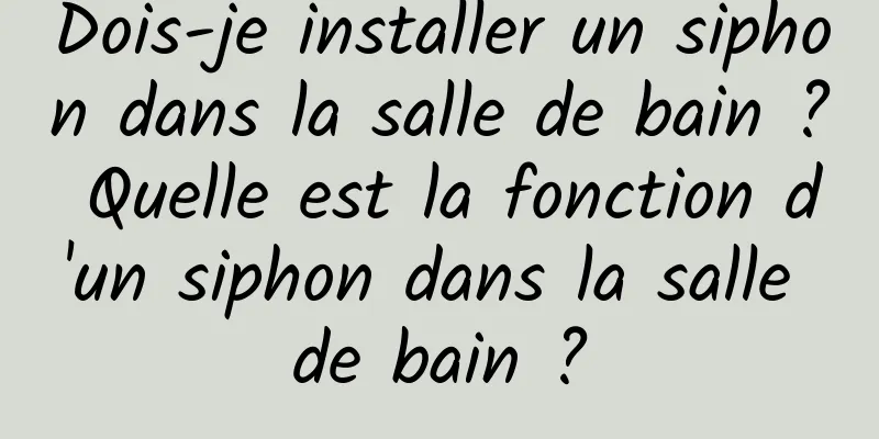 Dois-je installer un siphon dans la salle de bain ? Quelle est la fonction d'un siphon dans la salle de bain ?