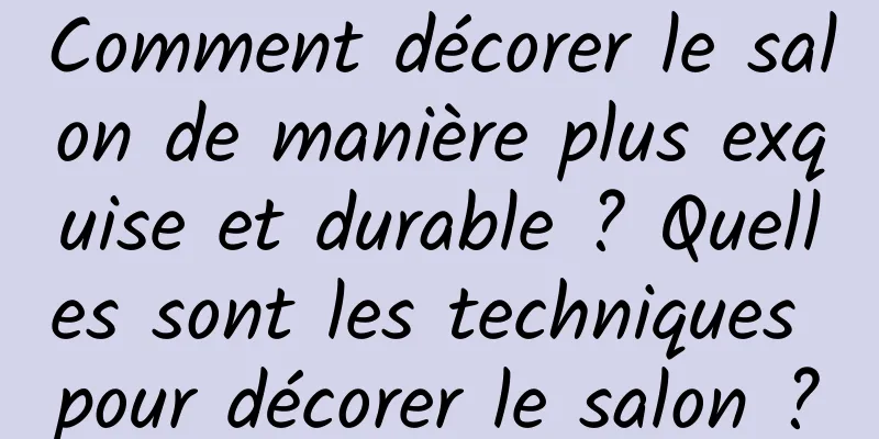 Comment décorer le salon de manière plus exquise et durable ? Quelles sont les techniques pour décorer le salon ?