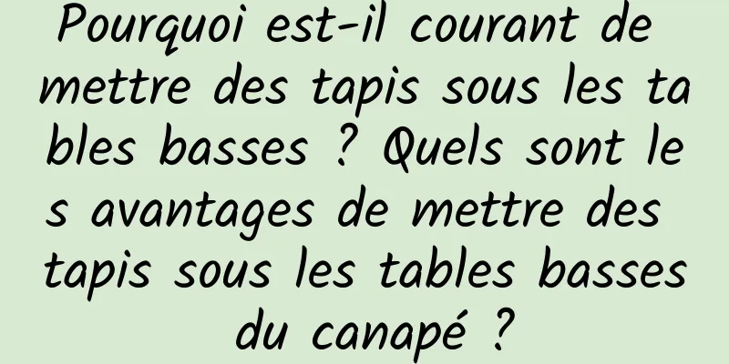 Pourquoi est-il courant de mettre des tapis sous les tables basses ? Quels sont les avantages de mettre des tapis sous les tables basses du canapé ?