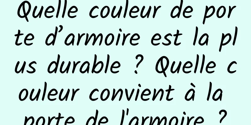 Quelle couleur de porte d’armoire est la plus durable ? Quelle couleur convient à la porte de l'armoire ?