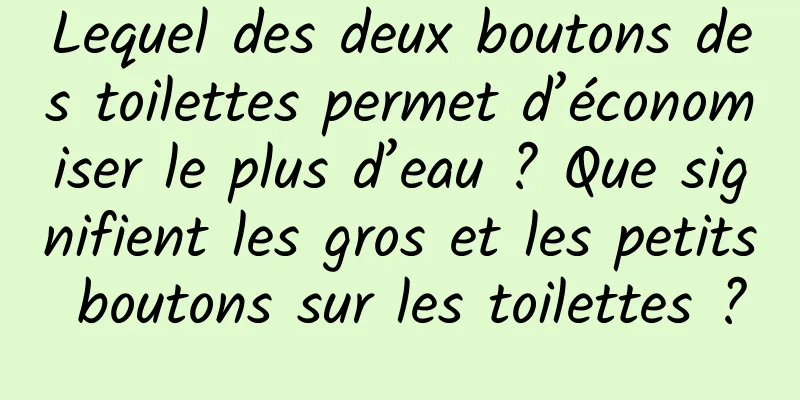 Lequel des deux boutons des toilettes permet d’économiser le plus d’eau ? Que signifient les gros et les petits boutons sur les toilettes ?