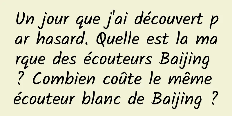 Un jour que j'ai découvert par hasard. Quelle est la marque des écouteurs Baijing ? Combien coûte le même écouteur blanc de Baijing ?