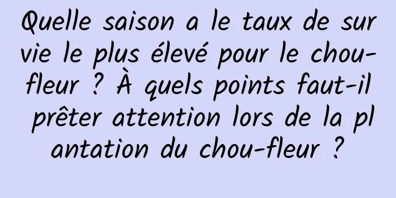 Quelle saison a le taux de survie le plus élevé pour le chou-fleur ? À quels points faut-il prêter attention lors de la plantation du chou-fleur ?