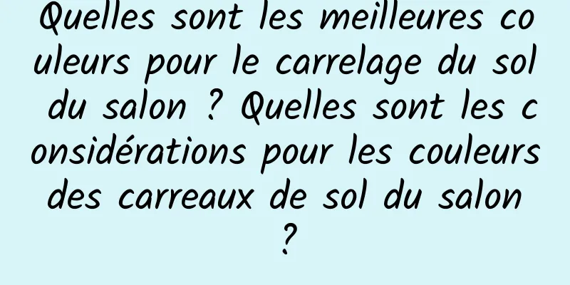 Quelles sont les meilleures couleurs pour le carrelage du sol du salon ? Quelles sont les considérations pour les couleurs des carreaux de sol du salon ?