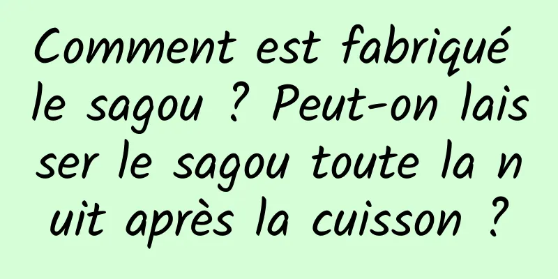 Comment est fabriqué le sagou ? Peut-on laisser le sagou toute la nuit après la cuisson ?