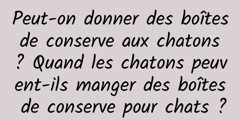 Peut-on donner des boîtes de conserve aux chatons ? Quand les chatons peuvent-ils manger des boîtes de conserve pour chats ?