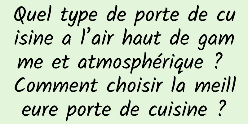 Quel type de porte de cuisine a l’air haut de gamme et atmosphérique ? Comment choisir la meilleure porte de cuisine ?