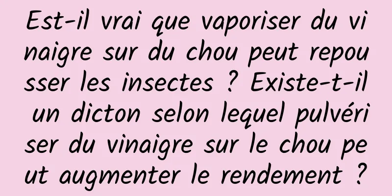 Est-il vrai que vaporiser du vinaigre sur du chou peut repousser les insectes ? Existe-t-il un dicton selon lequel pulvériser du vinaigre sur le chou peut augmenter le rendement ?