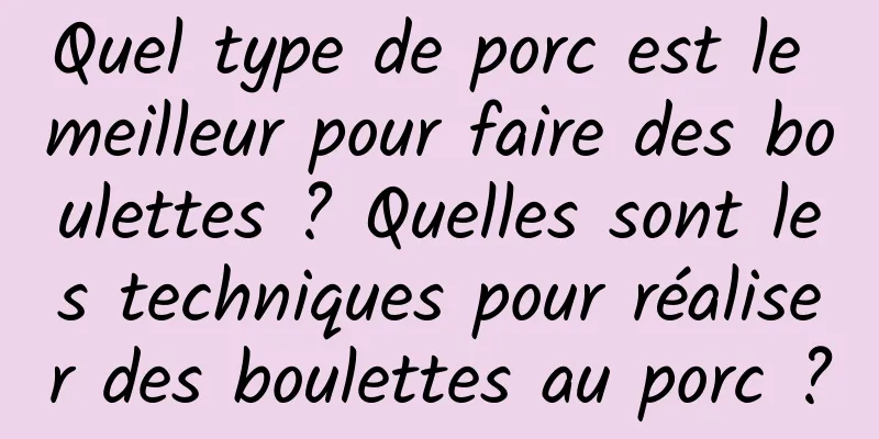 Quel type de porc est le meilleur pour faire des boulettes ? Quelles sont les techniques pour réaliser des boulettes au porc ?