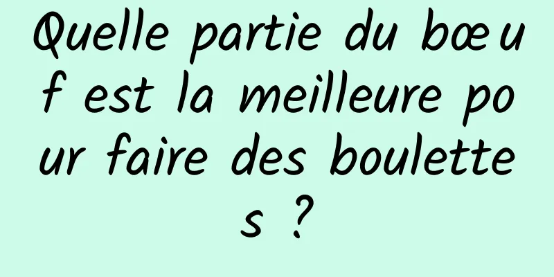 Quelle partie du bœuf est la meilleure pour faire des boulettes ?