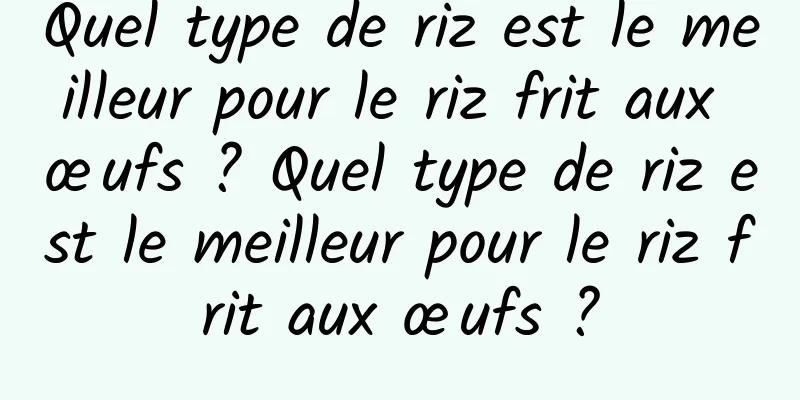 Quel type de riz est le meilleur pour le riz frit aux œufs ? Quel type de riz est le meilleur pour le riz frit aux œufs ?