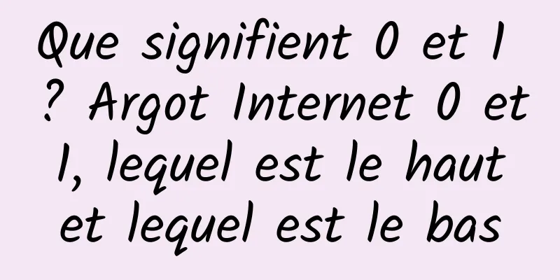 Que signifient 0 et 1 ? Argot Internet 0 et 1, lequel est le haut et lequel est le bas
