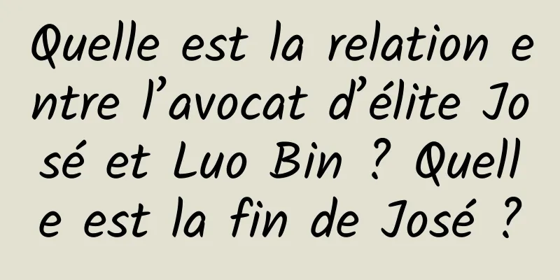 Quelle est la relation entre l’avocat d’élite José et Luo Bin ? Quelle est la fin de José ?