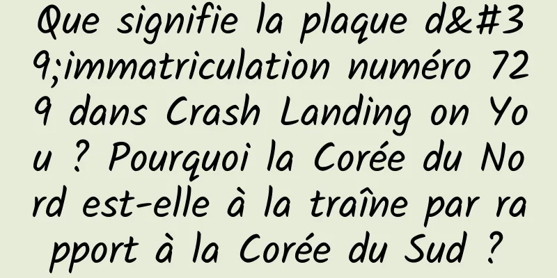 Que signifie la plaque d'immatriculation numéro 729 dans Crash Landing on You ? Pourquoi la Corée du Nord est-elle à la traîne par rapport à la Corée du Sud ?