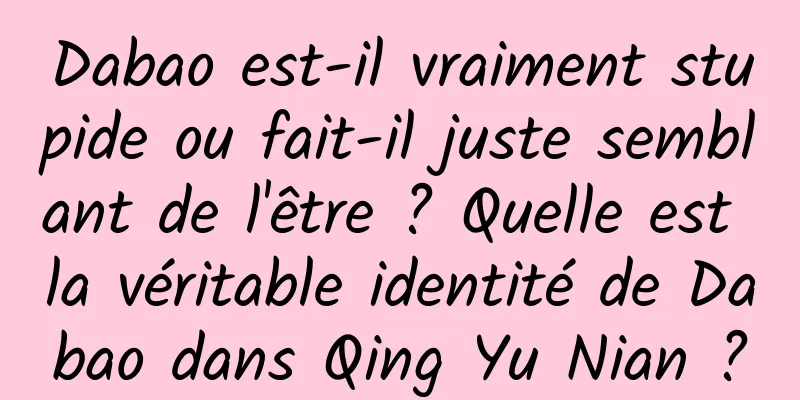 Dabao est-il vraiment stupide ou fait-il juste semblant de l'être ? Quelle est la véritable identité de Dabao dans Qing Yu Nian ?