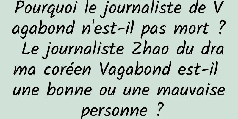 Pourquoi le journaliste de Vagabond n'est-il pas mort ? Le journaliste Zhao du drama coréen Vagabond est-il une bonne ou une mauvaise personne ?
