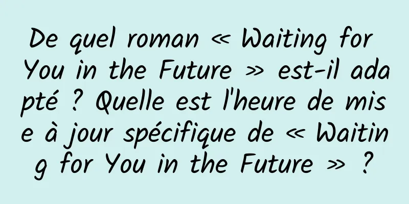 De quel roman « Waiting for You in the Future » est-il adapté ? Quelle est l'heure de mise à jour spécifique de « Waiting for You in the Future » ?