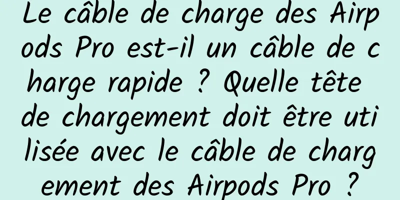 Le câble de charge des Airpods Pro est-il un câble de charge rapide ? Quelle tête de chargement doit être utilisée avec le câble de chargement des Airpods Pro ?