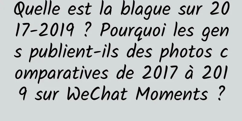 Quelle est la blague sur 2017-2019 ? Pourquoi les gens publient-ils des photos comparatives de 2017 à 2019 sur WeChat Moments ?