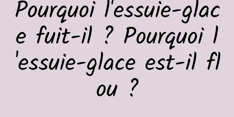 Pourquoi l'essuie-glace fuit-il ? Pourquoi l'essuie-glace est-il flou ?