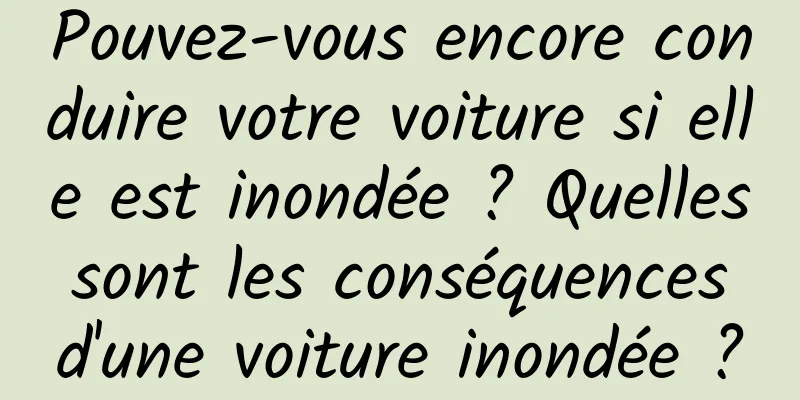Pouvez-vous encore conduire votre voiture si elle est inondée ? Quelles sont les conséquences d'une voiture inondée ?